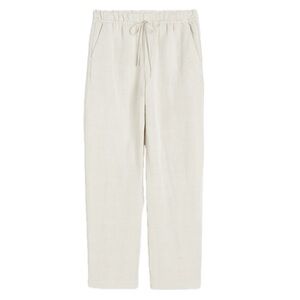 H&M Linen Blend Drawstring Waist Relaxed Fit Pants Light Beige Size XL